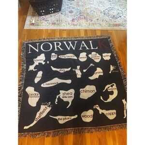 Norwalk Connecticut Islands Tapestry Knit Blanket‎ Fringe Lap Throw